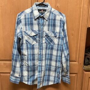 Airwalk Blue and White Plaid Shirt